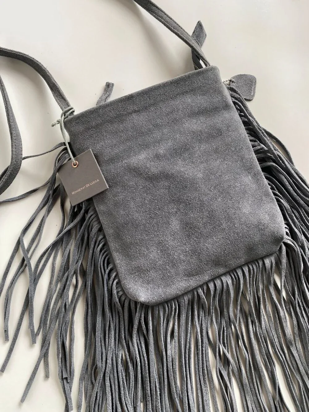 NWT Monserat de Lucca Fringe Crossbody Genuine Leather Suede Bag